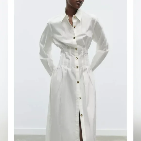 Zara Fitted Waist Poplin Dress - Picture 4 of 5